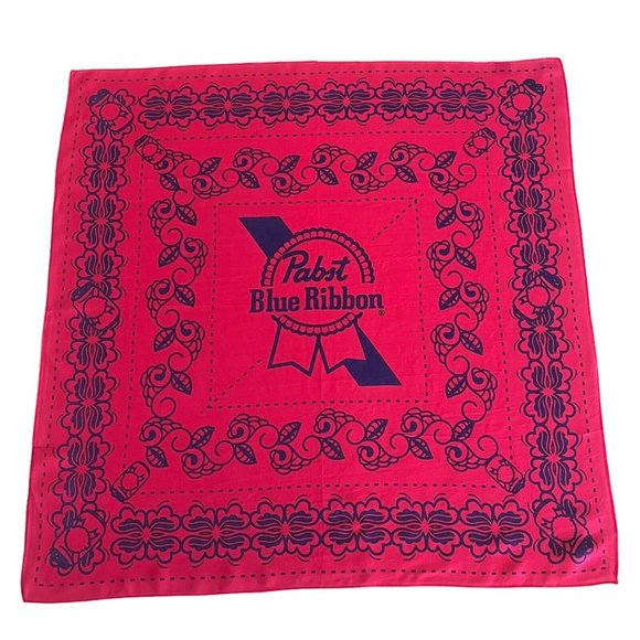 NEW Pabst Blue Ribbon PBR 25”X 25” Square Bandana Handkerchief Banner Logo Red - Picture 1 of 6